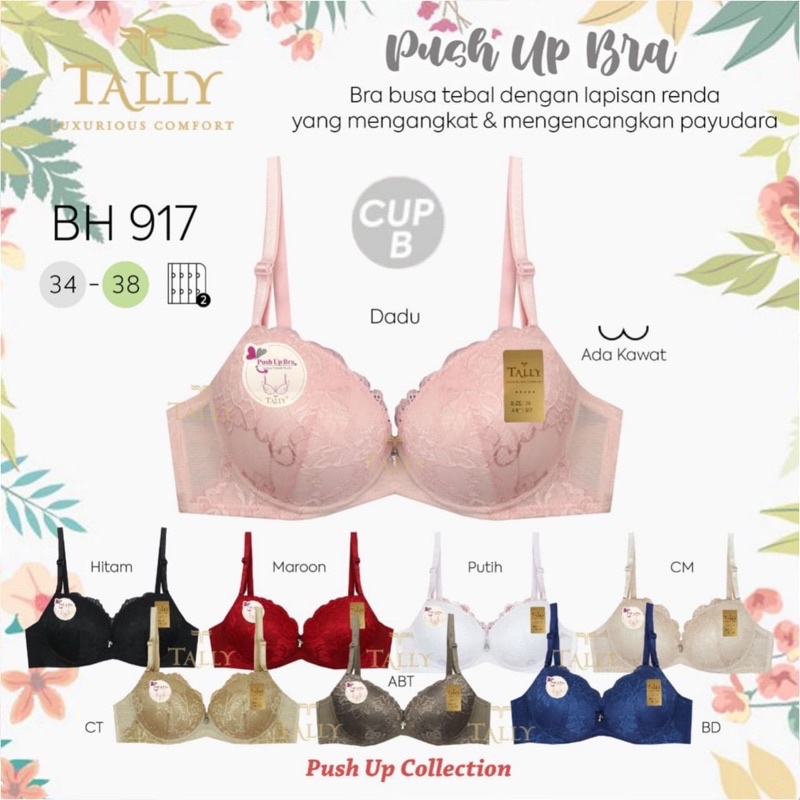 TALLY BRA BH PUSH UP 917 | CUP B | BUSA TEBAL | ADA KAWAT | MENGANGKAT DAN MENGENCANGKAN | SIZE 34 - 38