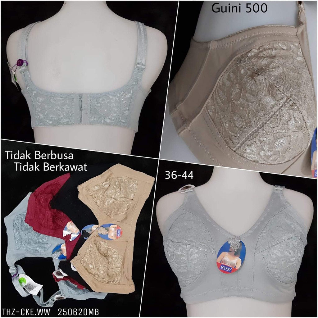 BH GUINI 500 Sister / Bra Wanita Dewasa Kancing 3 Tanpa Kawat Busa - gedabug