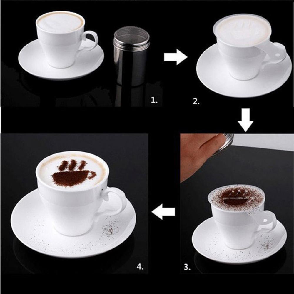 Nanas 16pcs Coffee Art Stensil DIY Kue Latte Alat Busa