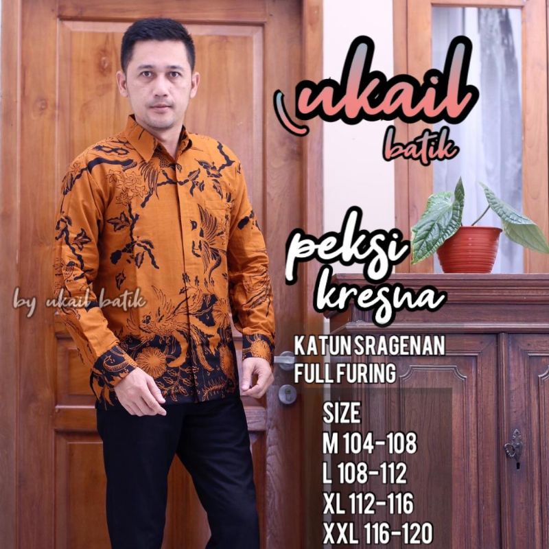 Peksi Kresna Kemeja Batik Pria Lengan Panjang Pendek Lapis Furing Bahan Katun Halus Premium