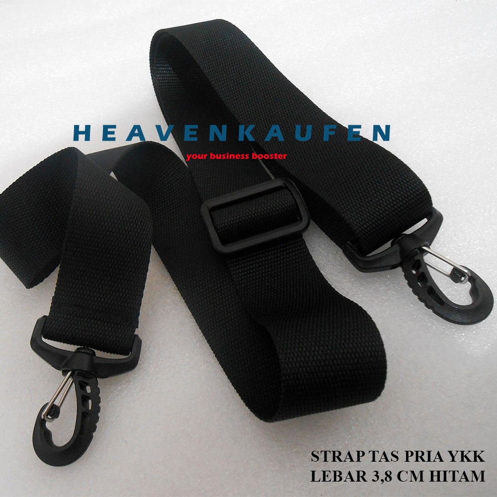 Tali Selempang Tas / Strap Tas Pria YKK Lebar 3,8 cm Warna Hitam