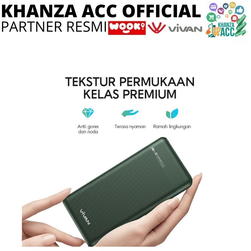 KHANZAACC VIVAN VPB-M10 PowerBank 10000mah 18W 3 Output Dual Input Port Type C &amp; Micro USB