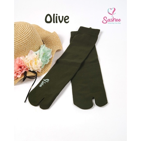 Kaos Kaki Wanita Jempol Dewasa Panjang Warna Polos Muslimah Sashee Original Sepasang All Size-Olive
