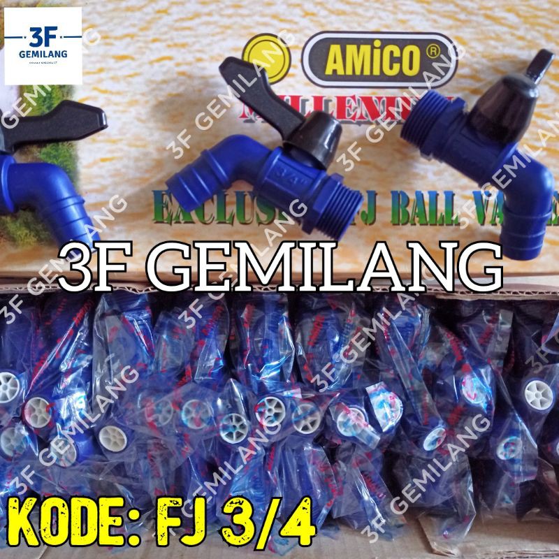 FJ 3/4 - Kran Keran Air PVC Taman Pendek BOLA DAN AS KUNINGAN Uk. 3/4 AMICO