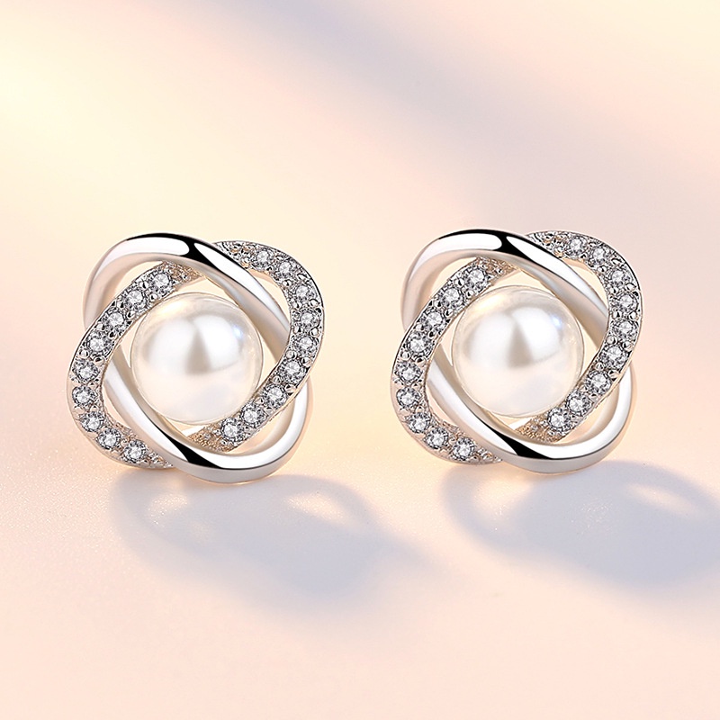 Anting Perak 925 Wanita Bunga Mutiara Fashion Perhiasan/Subang Telinga anting perempuan