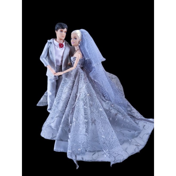 Couple Gaun Pernikahan Boneka Dan Kenn 30cm