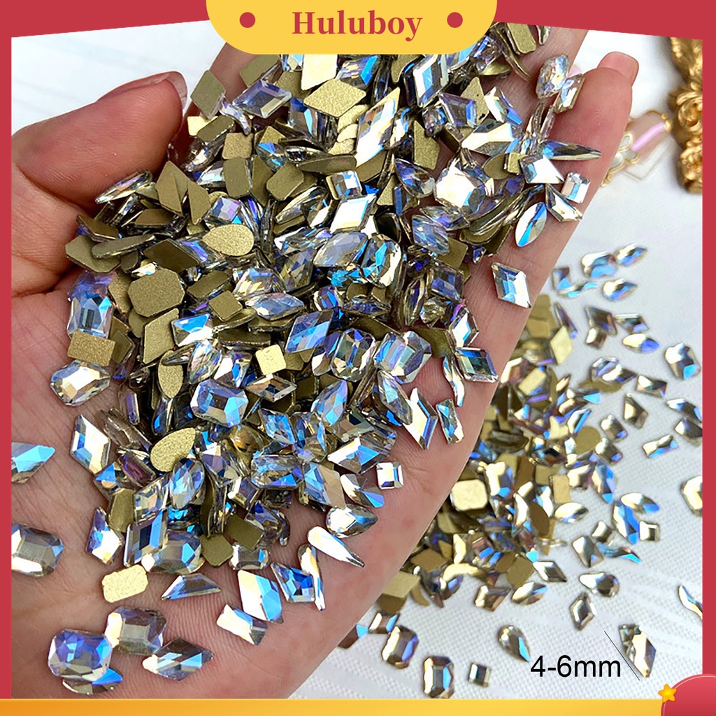 Huluboy Huluboy♡ 50pcs / Kantong Berlian Imitasi Bentuk Geometris 3D Untuk Aksesoris Manicure