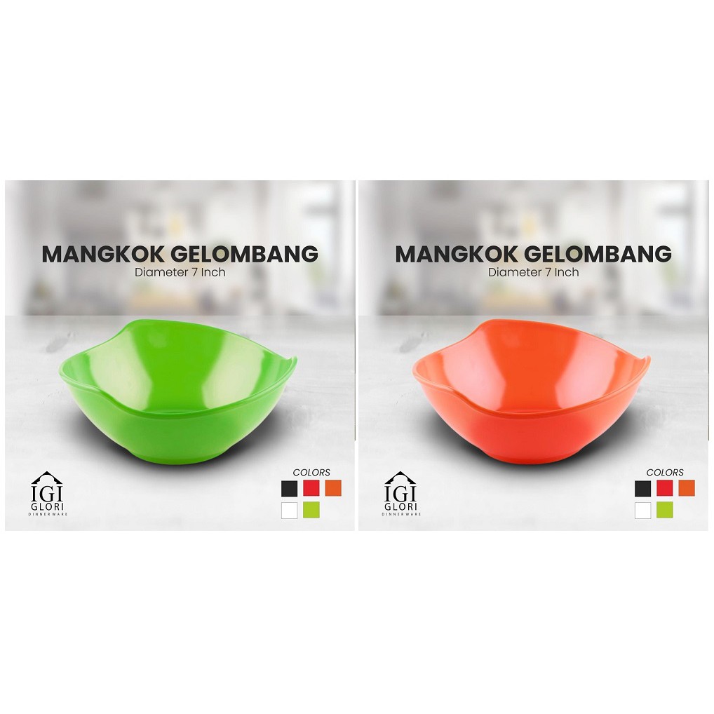 Glori Mangkok Makan Melamin Gelombang 7 Inch G4870