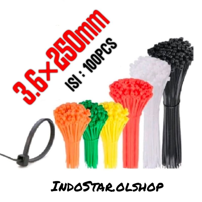 [100PCS] Kabel Ties CABLE Tie EKONOMIS 25CM MURAH 3.6×250mm⭐ IndoStar ⭐