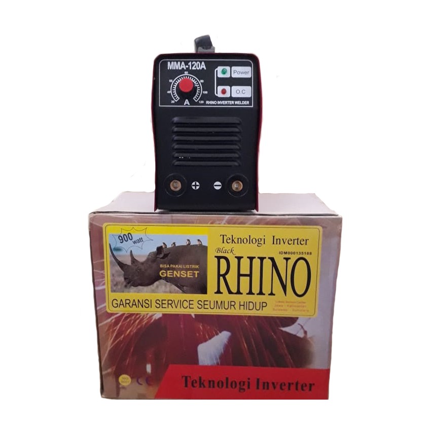 Mesin Las Listrik Rhino120A / Trafo Las Inverter 900 Watt Rhino Merah 120 A / MMA 120 Merah