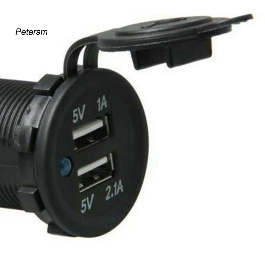 Power Adapter Charger Dual Port USB 5V 3.1A Bahan Pp Untuk Motor / Mobil