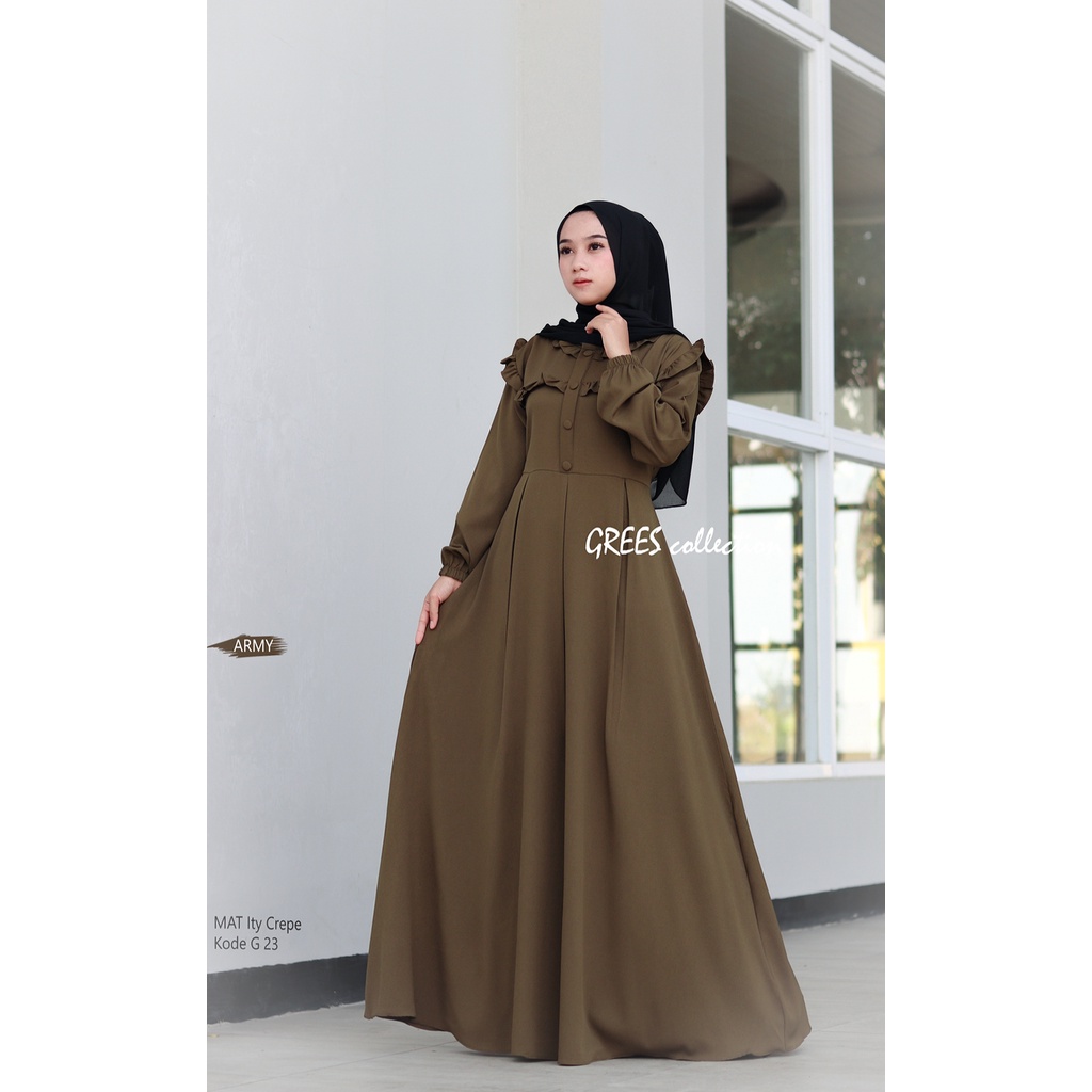 GREES Collection | Gamis Polos ItyCrepe | G23 | All Size | Dress | Simple | Gamis