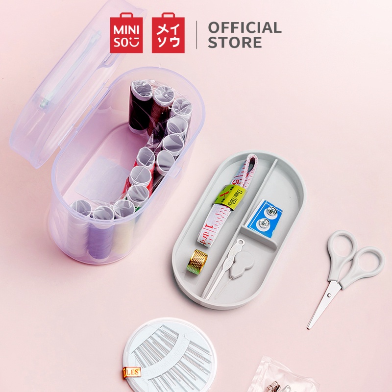 Miniso Official Sewing Box Set Alat Jahit Kotak Box Benang Jarum Peniti Gunting Meteran