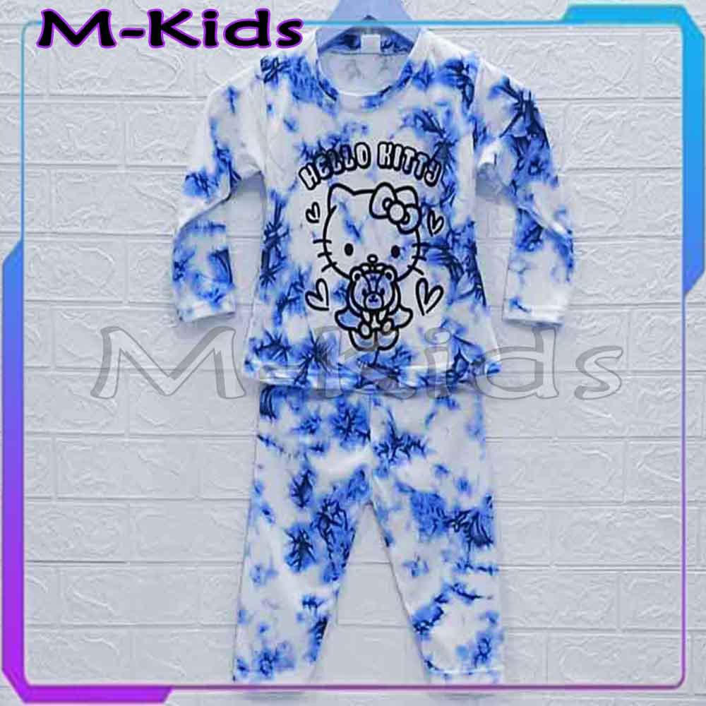 MKids88 - Baju Setelan / Baju Tidur Anak Perempuan Motif TieDye Gambar Hello Kitty