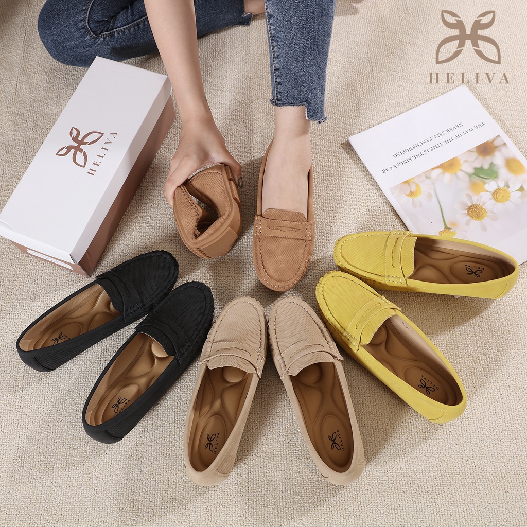 HELIVA FRIDA Loafer Shoes Sepatu Flat Bahan Kain Kanvas H765 Original Brand