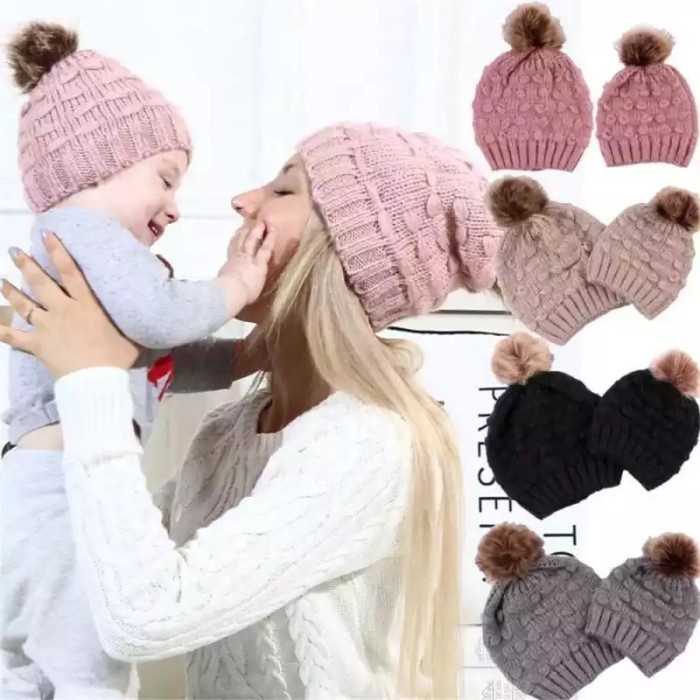 Topi Wanita dan Bayi Sepasang Beanie hat Mom and Baby