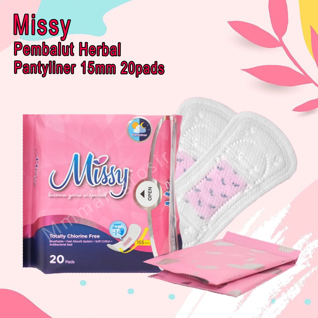 Missy / Pembalut Herbal Non wing / Pantyliner 15mm / 20pads