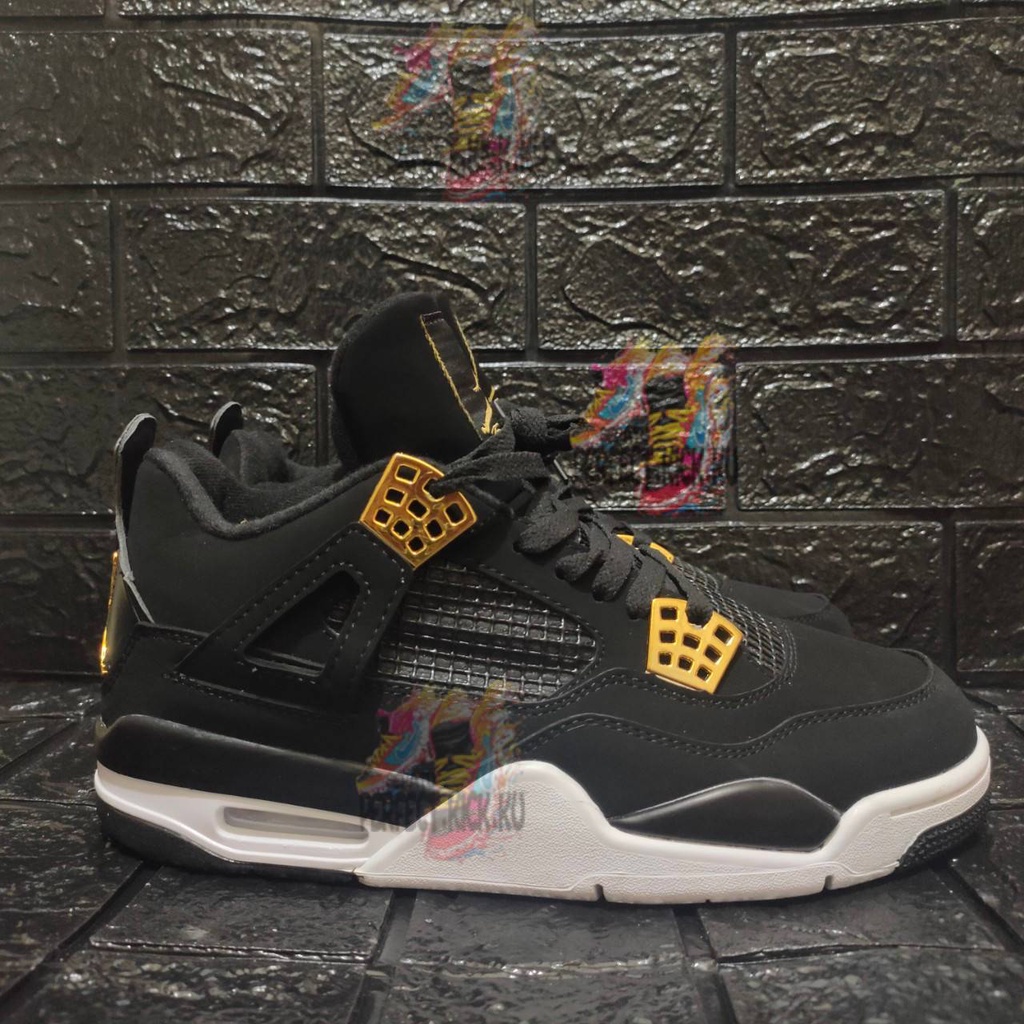 nike air jordan retro 4 royalty black metallic gold