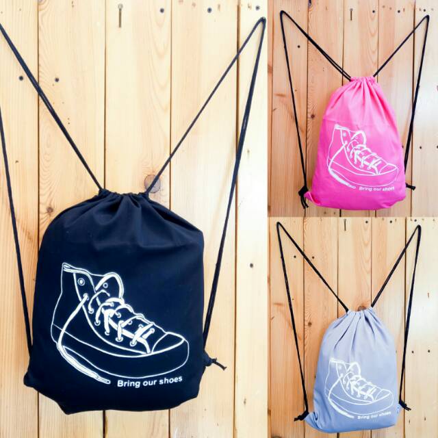 Promo STRINGBAG RANSEL SERUT SABLON SEPATU |bahan drill halus premium