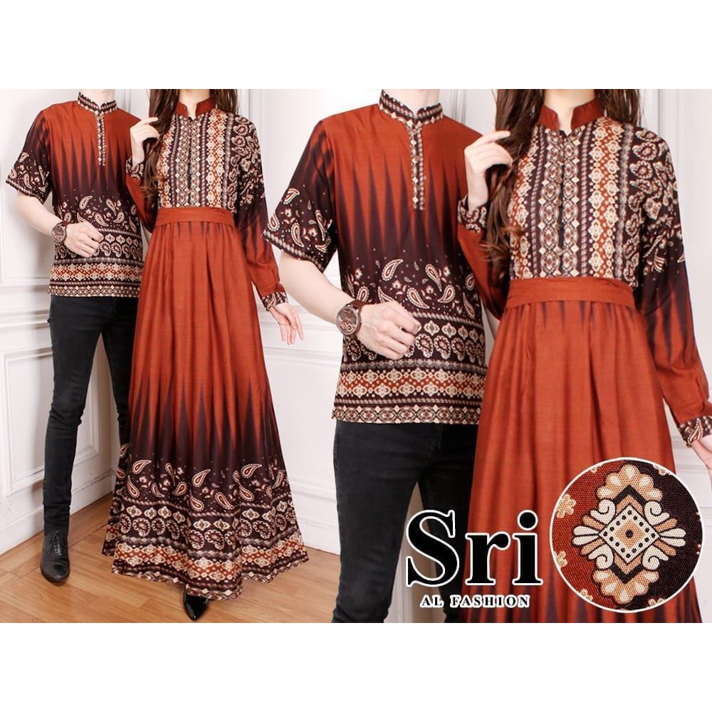 Couple SRI Baju Pasangan Batik Serambit Keluarga Serambit Murah Meriah Kemeja Batik Terbaru