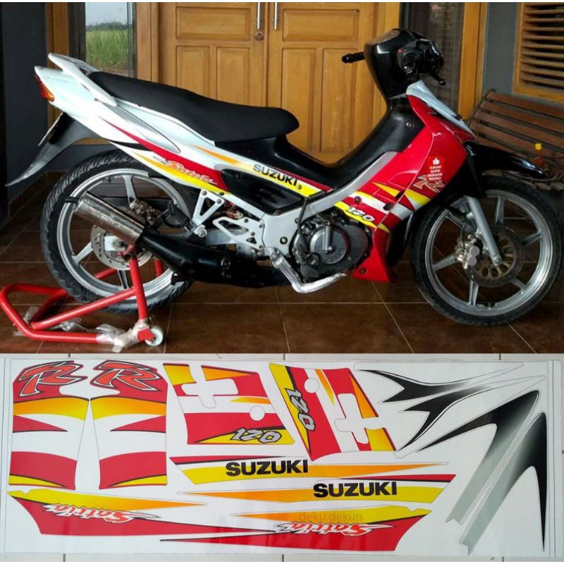 striping sticker satria hiu merah putih