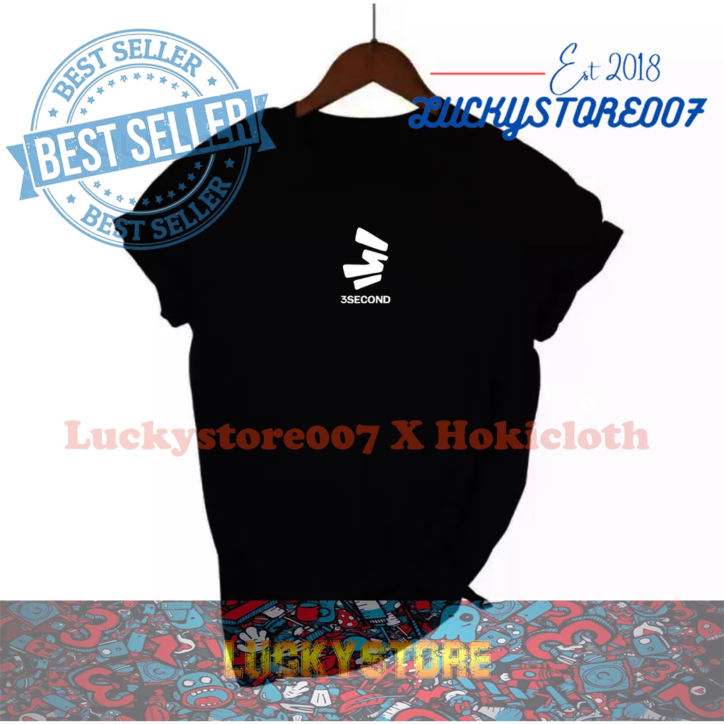 KAOS DISTRO 3SECOND Tengah BAJU KAOS PRIA PAKAIAN PRIA Teks Putih