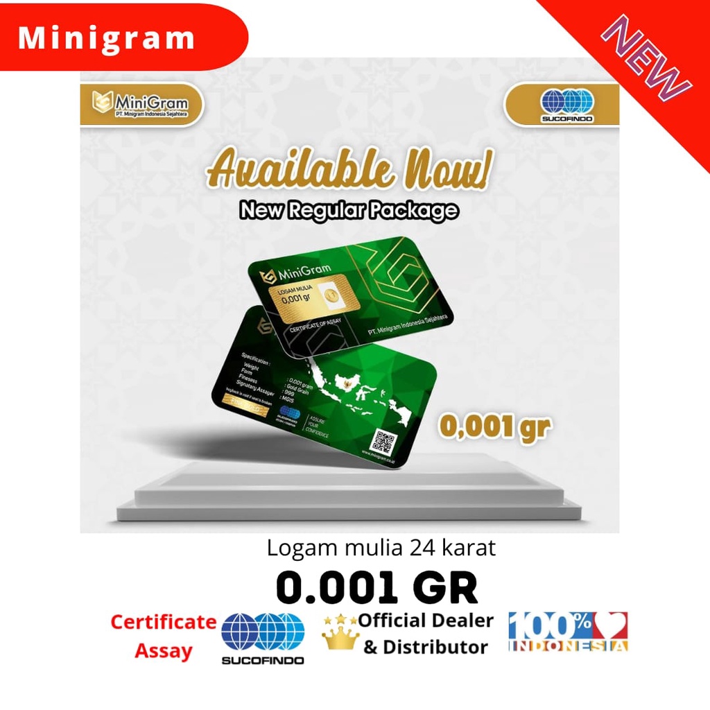 MINIGRAM Emas Mini Logam Mulia 0.001 Gr