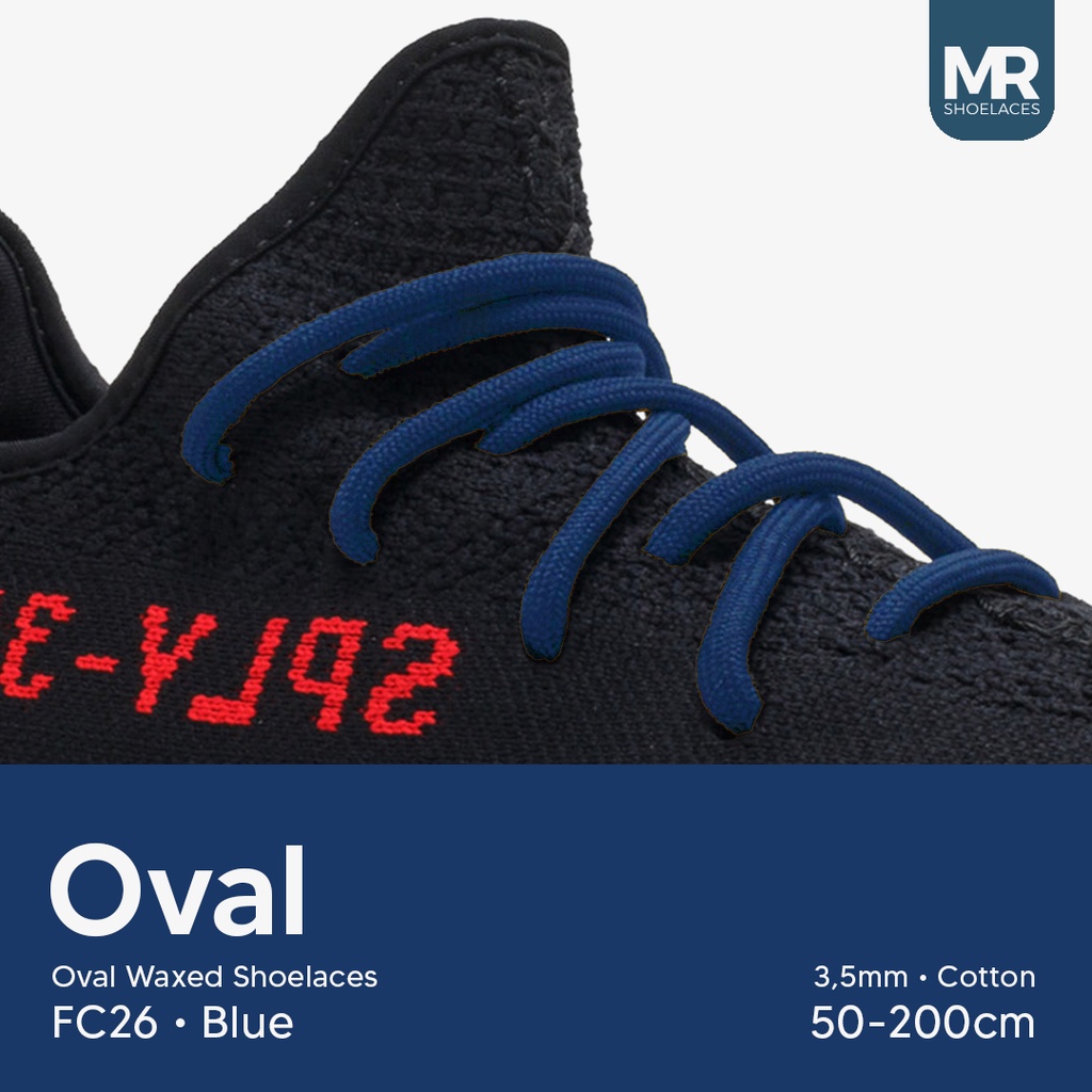 MR Shoelaces FC26 Biru BLUE Tali Sepatu Lilin Oval 3.5mm (Waxed Laces) 50cm 80cm 100cm 120cm 150cm 200cm - Premium Shoelace