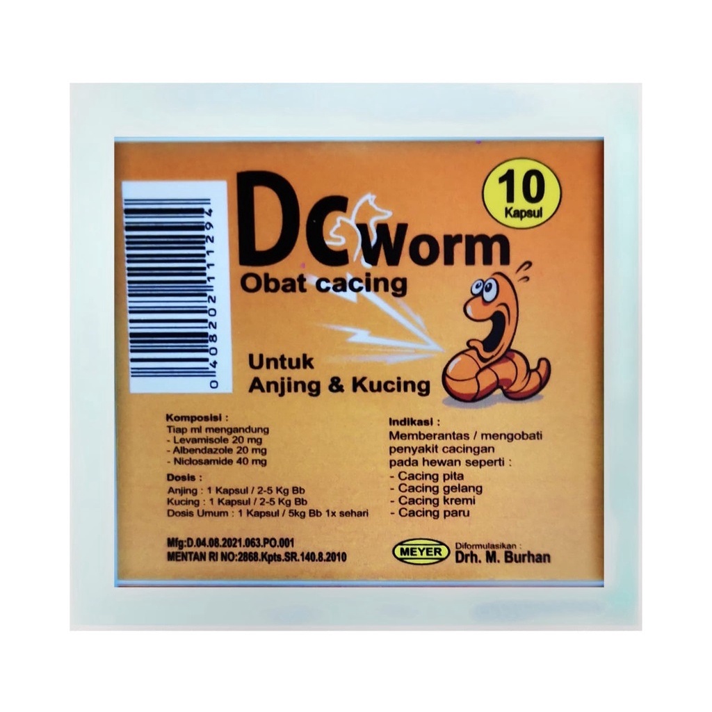 DC Worm 1-10 Kapsul / Obat Cacing Kucing / Obat Cacing Anjing / Obat Cacing Hewan