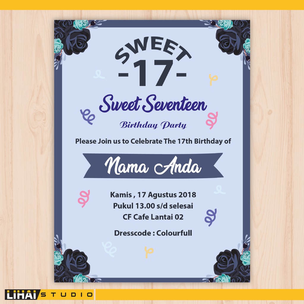 Contoh Kartu Undangan Ulang Tahun Sweet Seventeen