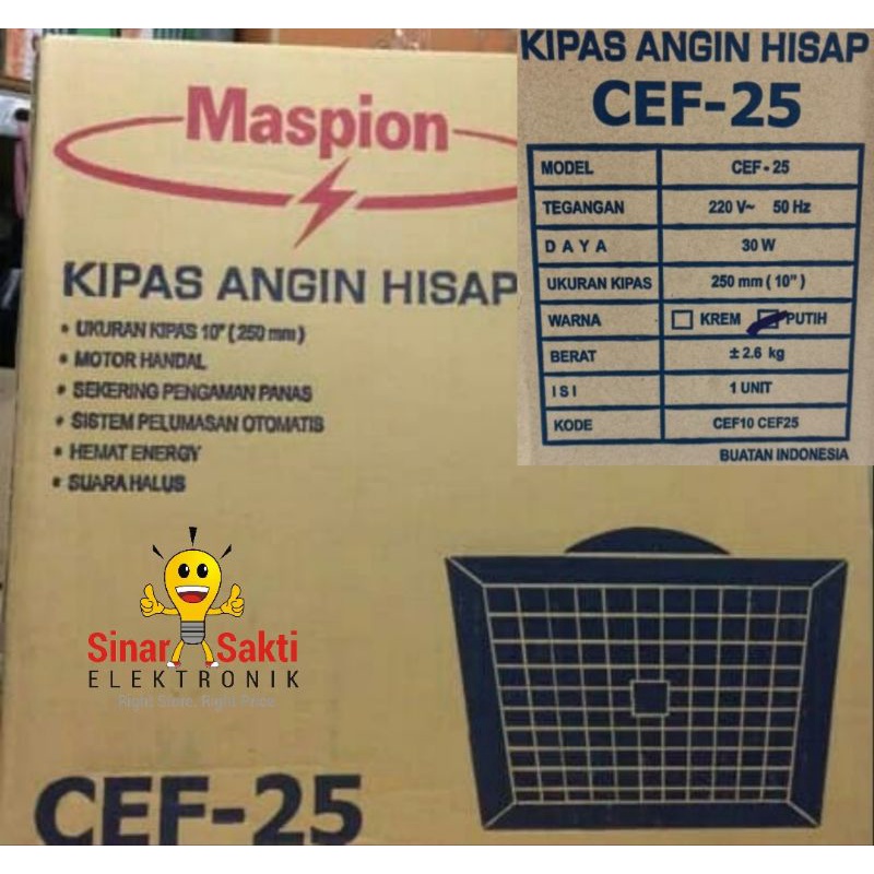 Maspion Exhaust Fan Plafon 10&quot; 10 inch Kipas Ceiling CEF 25 CEF-25 CEF25