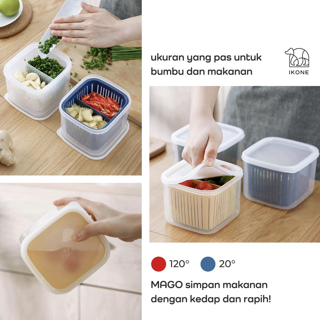 【IKONE】MAGO Food Organiser Strainer Kotak Makanan Jaring Anti Basah Murah Kontainer tempat saringan tempat buah tempat sayur Fridge Organizer