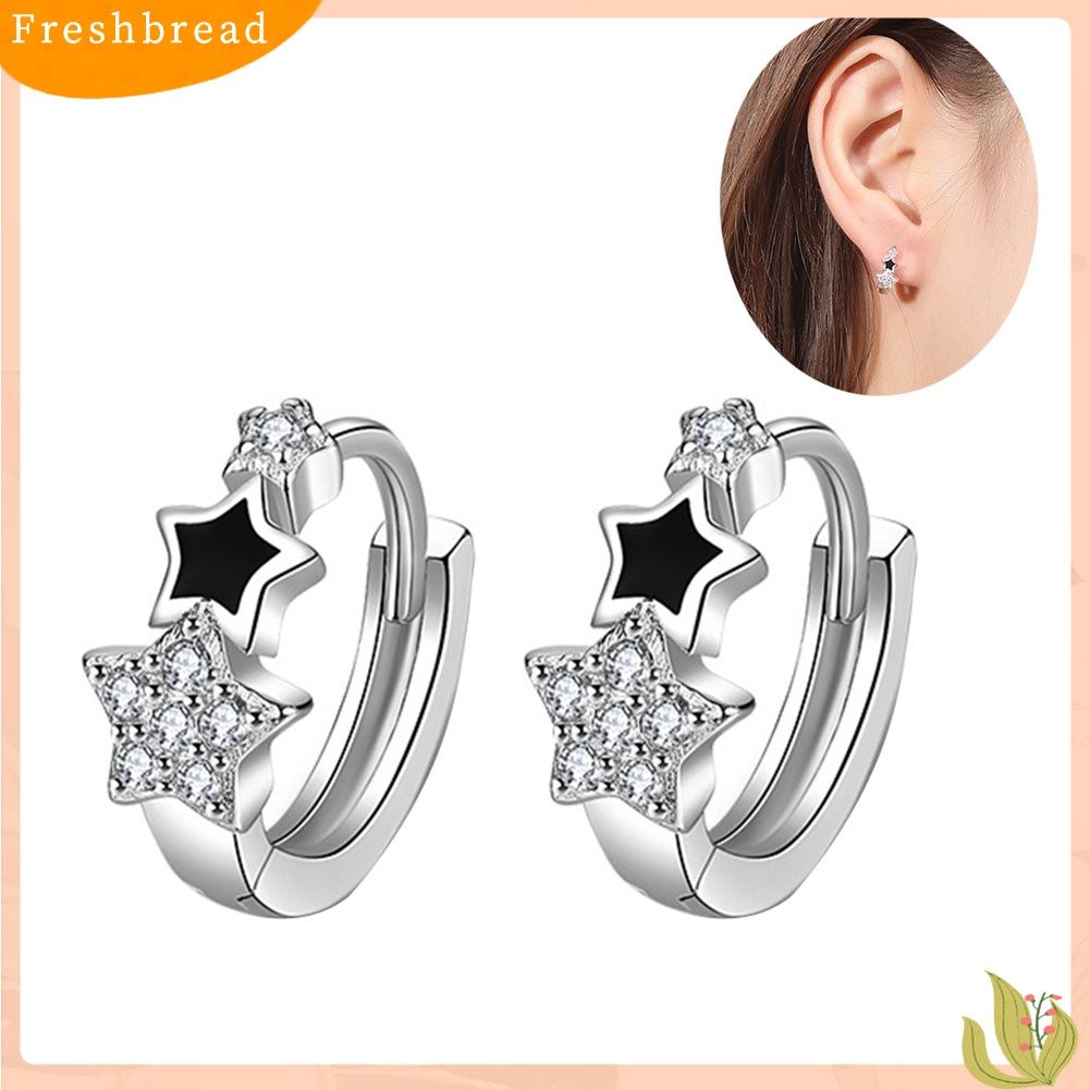 [TERLARIS]Women Cubic Zirconia Inlaid Star Huggie Earrings Fashion Piercing Jewelry Gift