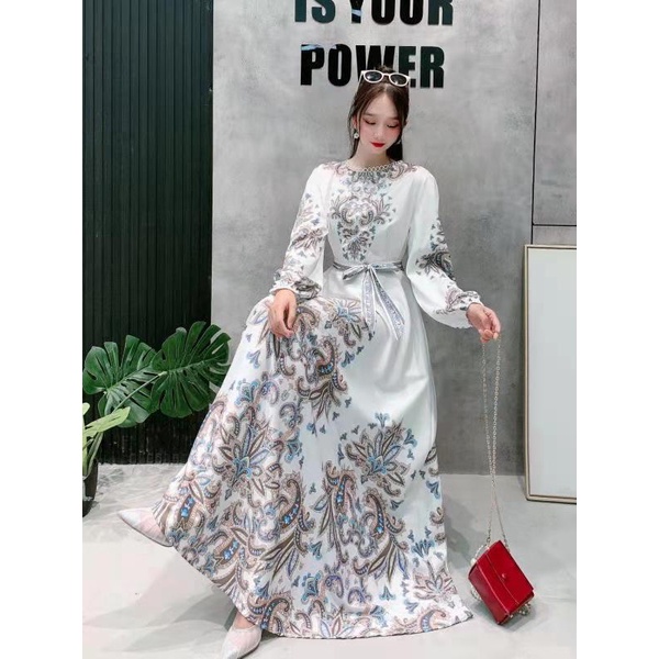 SALE!!! RESTOCK!!! DRESS GAMIS ESTILO SERIES 02 IMPORT BKK-putih batik Id