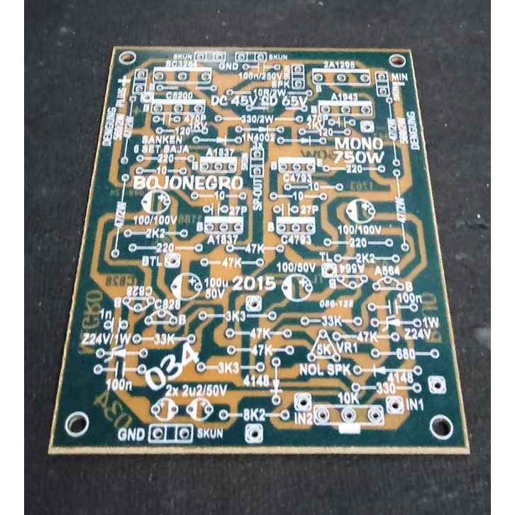 PCB 750W Power Amplifier 3 Tingkat Simetris Mono Tipe 034