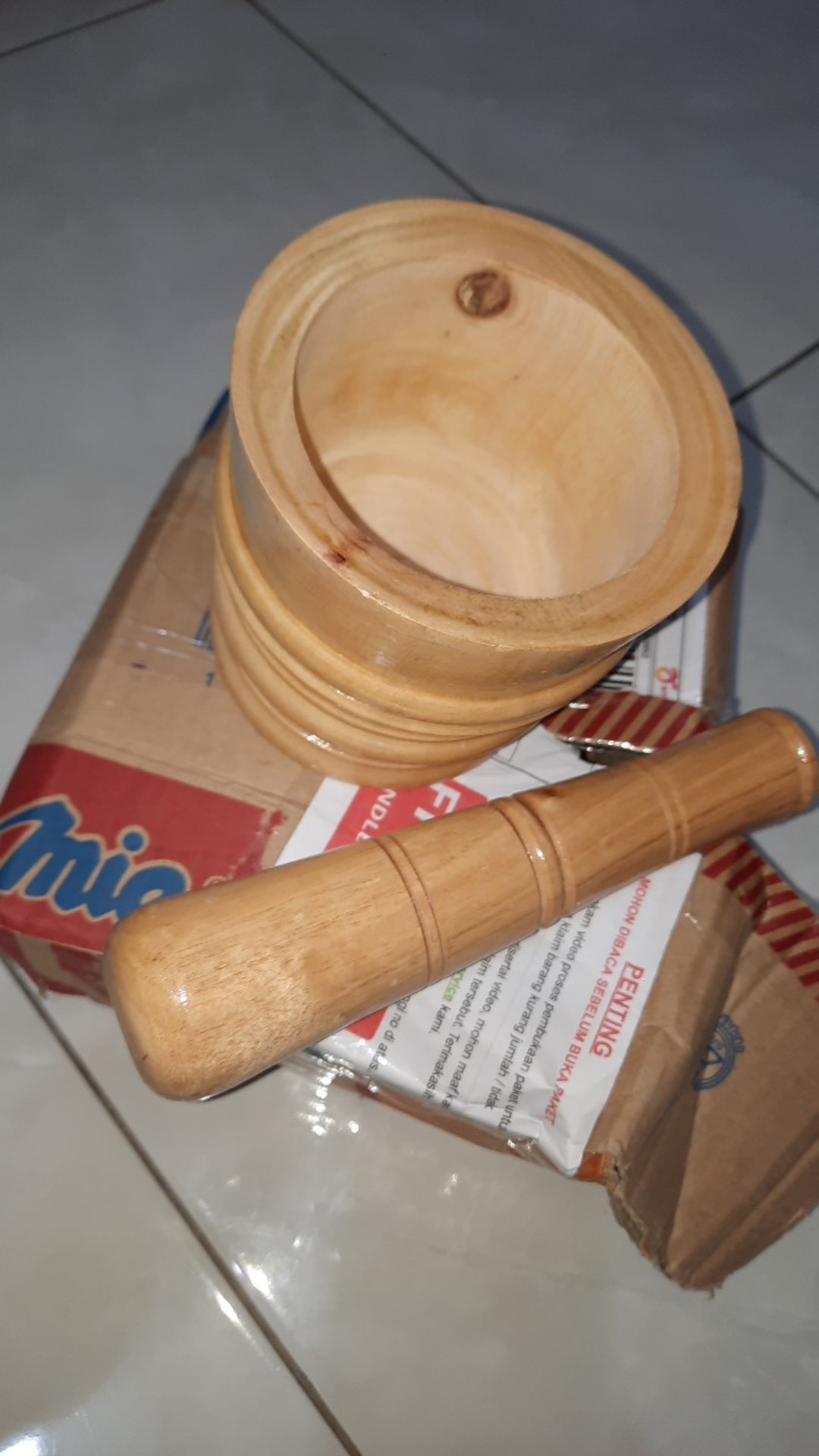 Termurah Set Lumpang Kayu Kecil + Alu / Tumbukan Kayu Ulekan Kayu Peralatan Masak Alat Dapur