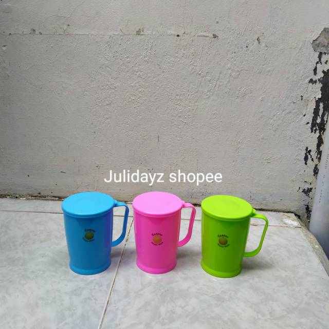Gelas tutup plastik warna cantik per pcs