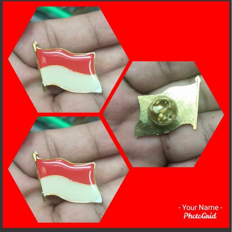 PIN BENDERA MERAH PUTIH BERKIBAR