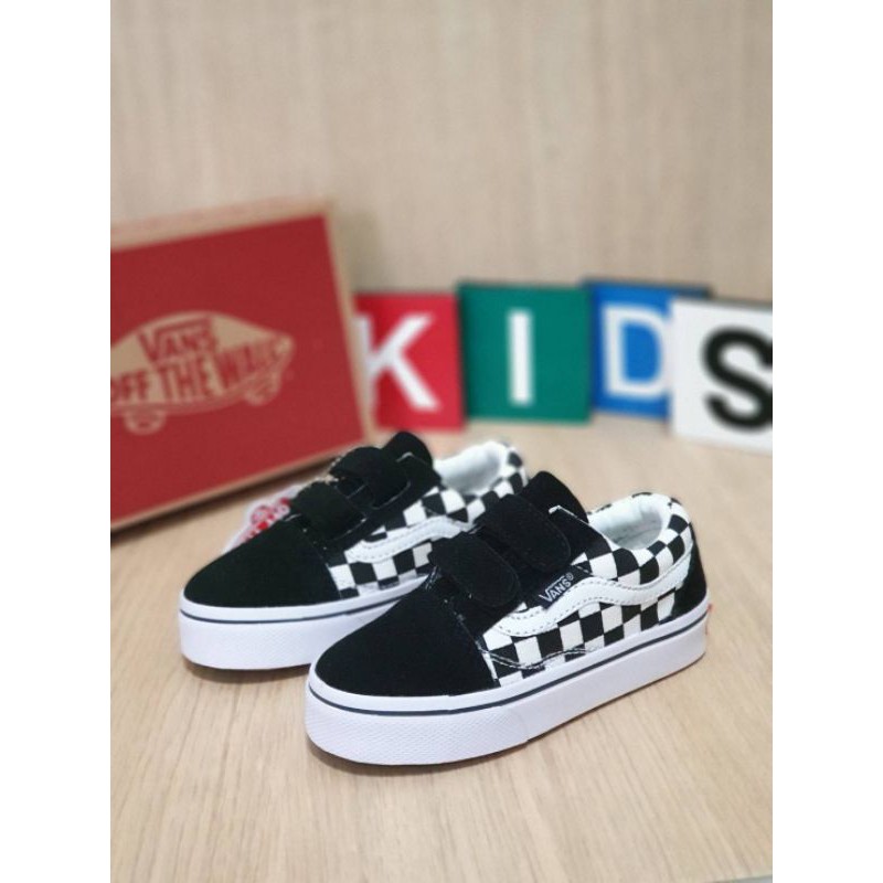 SEPATU ANAK VANS CHECKERBOARD PREMIUM QUALITY VANS CATUR ANAK HITAM