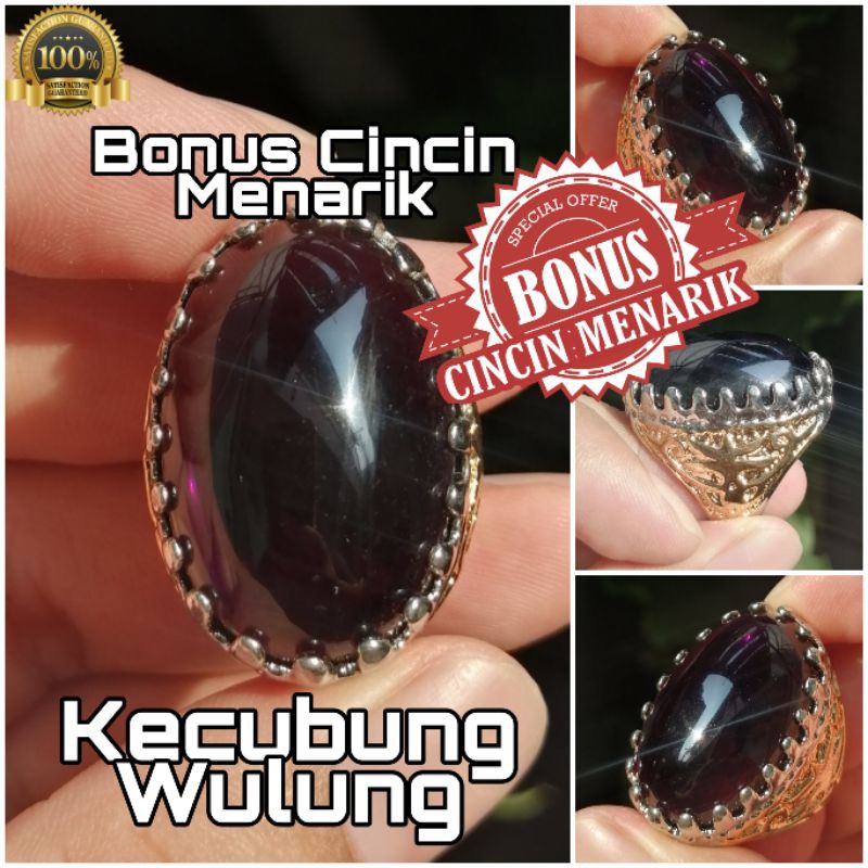 Cincin Batu Akik Kecubung Wulung Kristal Jumbo