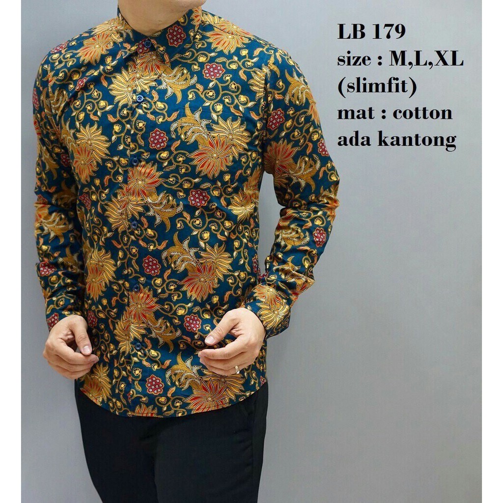 Baju Batik Pria Kemeja Pria Lengan Panjang Modern Slimfit LB179