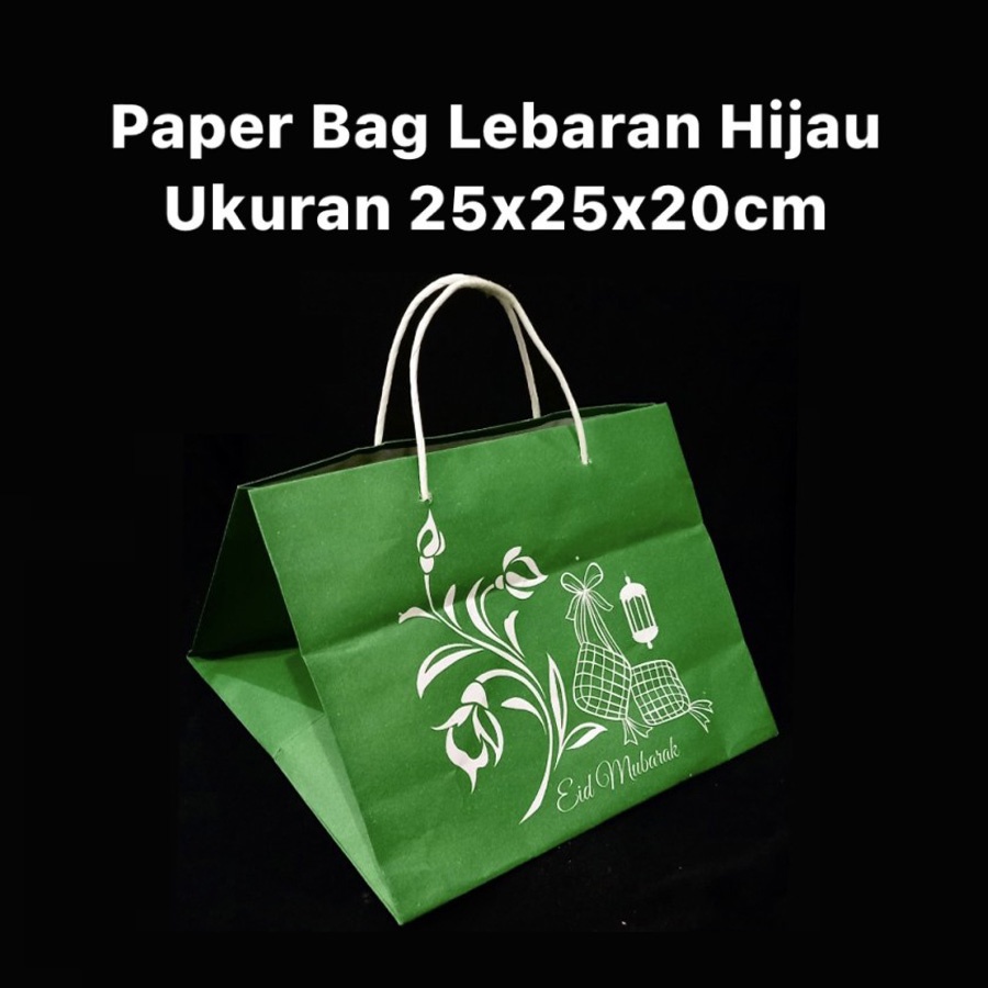 

(10 pcs)PAPERBAG LEBARAN TAS KERTAS TEMPAT BOX PARCEL IDUL FITRI PAPER BAG UKURAN 25x25x20cm GOODIEBAG MOTIF KETUPAT