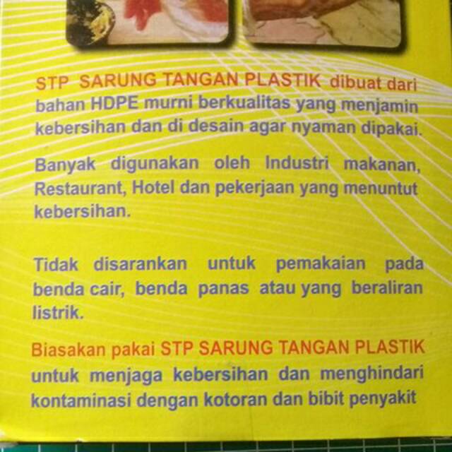 Sarung Tangan Plastik HDPE Food Grade (1 pasang)