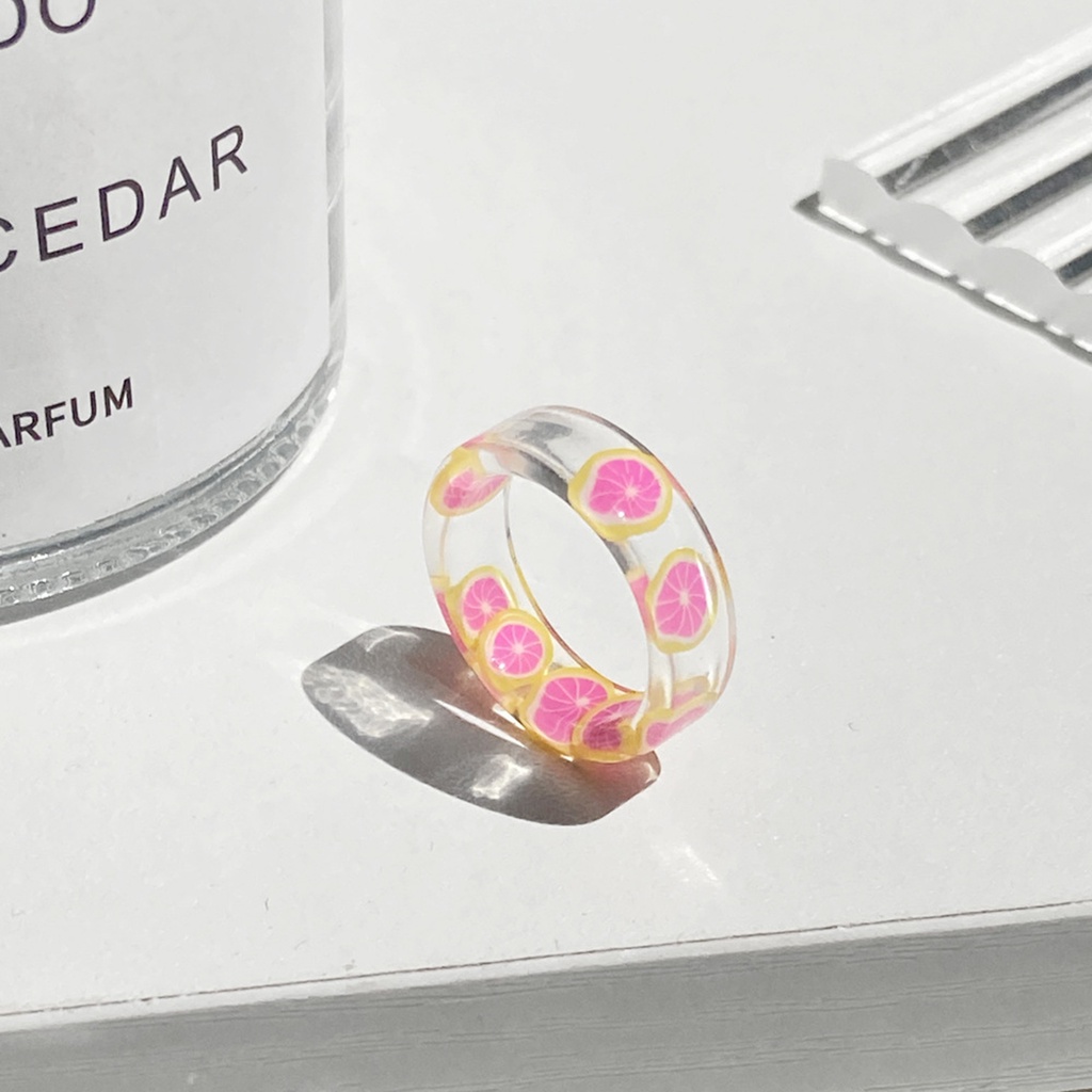 Hu Hu Hu Hu Hu Alat Bantu Pasang Kacamata♡ 7pcs Cincin Resin Bentuk Lemon Warna-Warni Untuk Hadiah