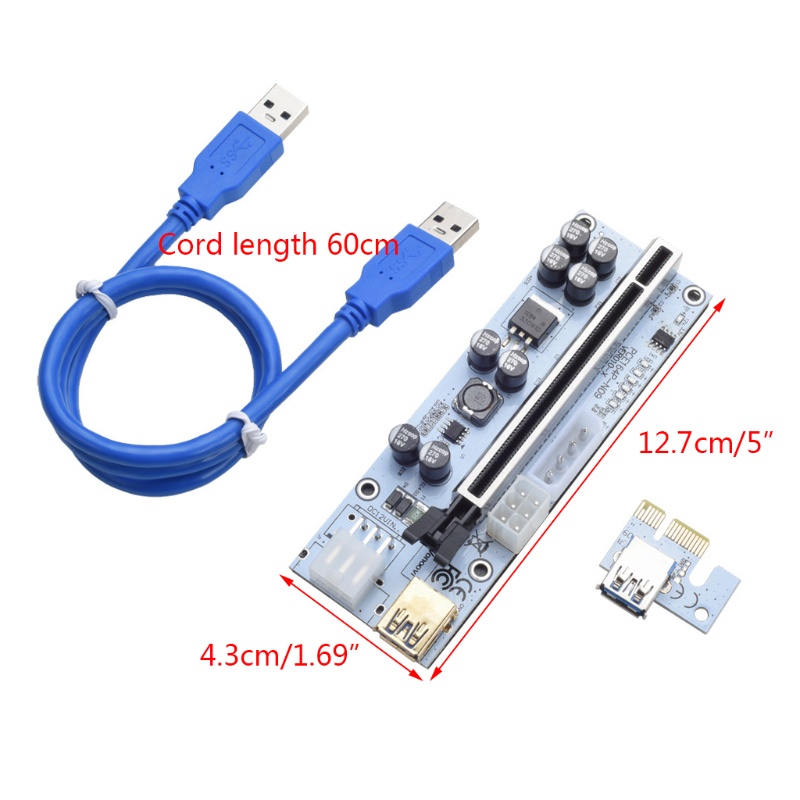 Gro VER010X PCIE Graphics Card Extension Cable Adapter Usb3.0 Adapter Card PCI-E 1X 4x 8x 16x Extender Adapter to 6 Pin