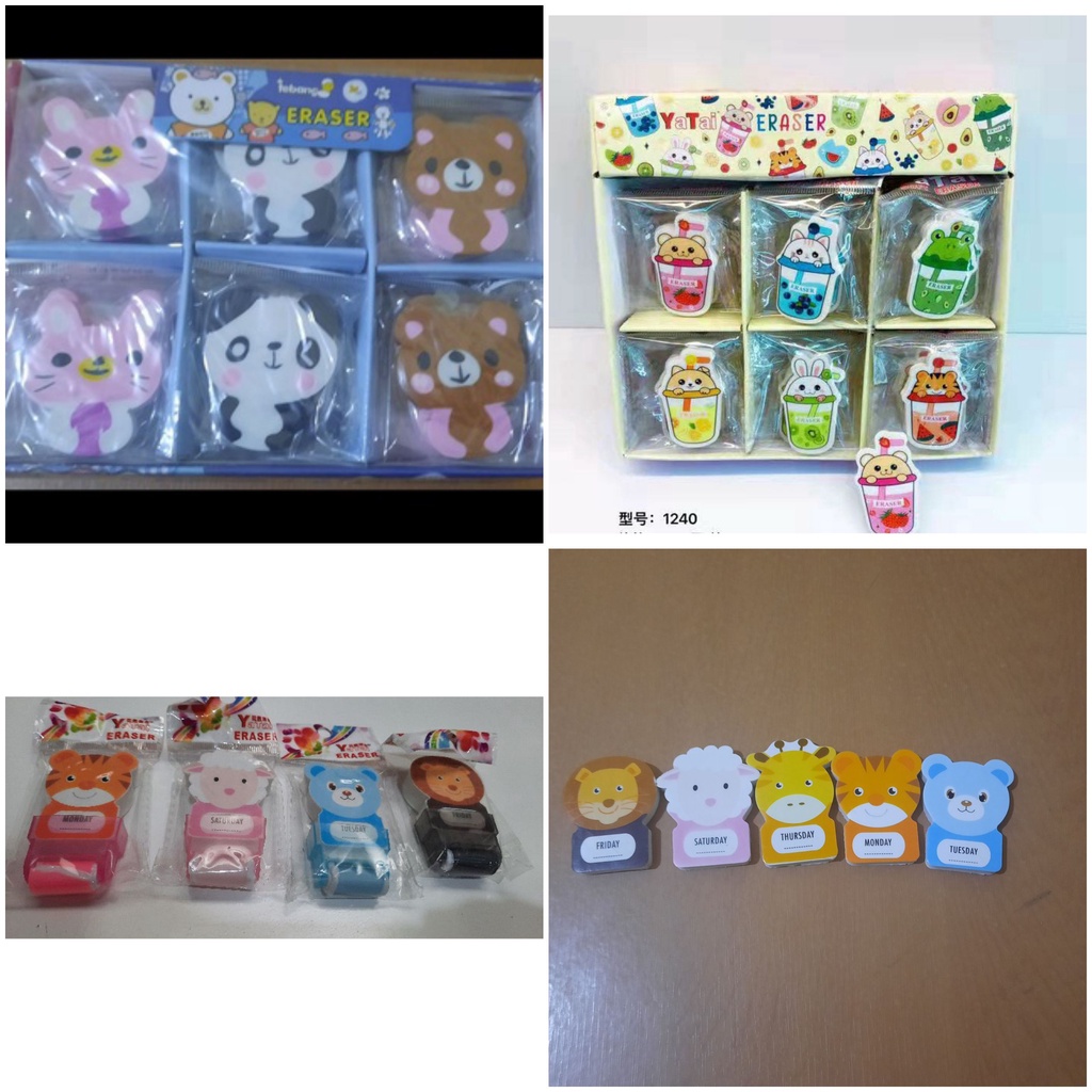 

[1 PCS] Penghapus/Stip Ya Tai Animal Roll/ Boba Drink 1240/ Kartun/toast bread/candy wrappe dino cuted