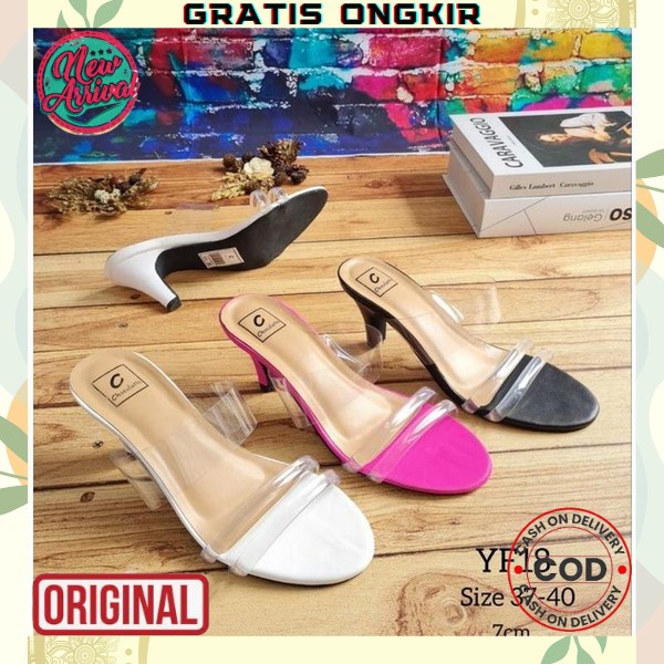 Sendal Heels Tali Wanita Kekinian High Hils Hak Tinggi Tahu Kaca Jinjit Hills Ibu Ibuibu Kondangan H