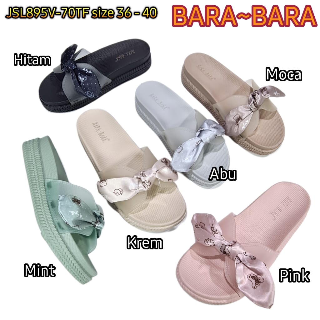 jelly sandal wanita barabara karet import pita kain sendal cewek bara bara JSL895V-70TF