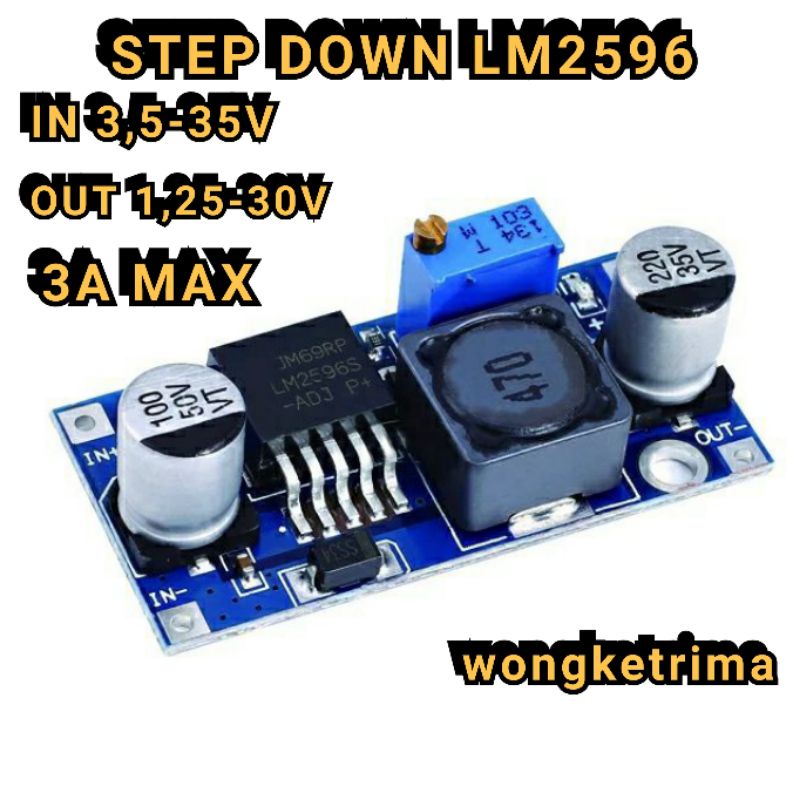 MODUL STEP DOWN LM2596 LM2596S DC-DC 3-40v Modul Regulator Voltase Step-Down Adjustable 3A