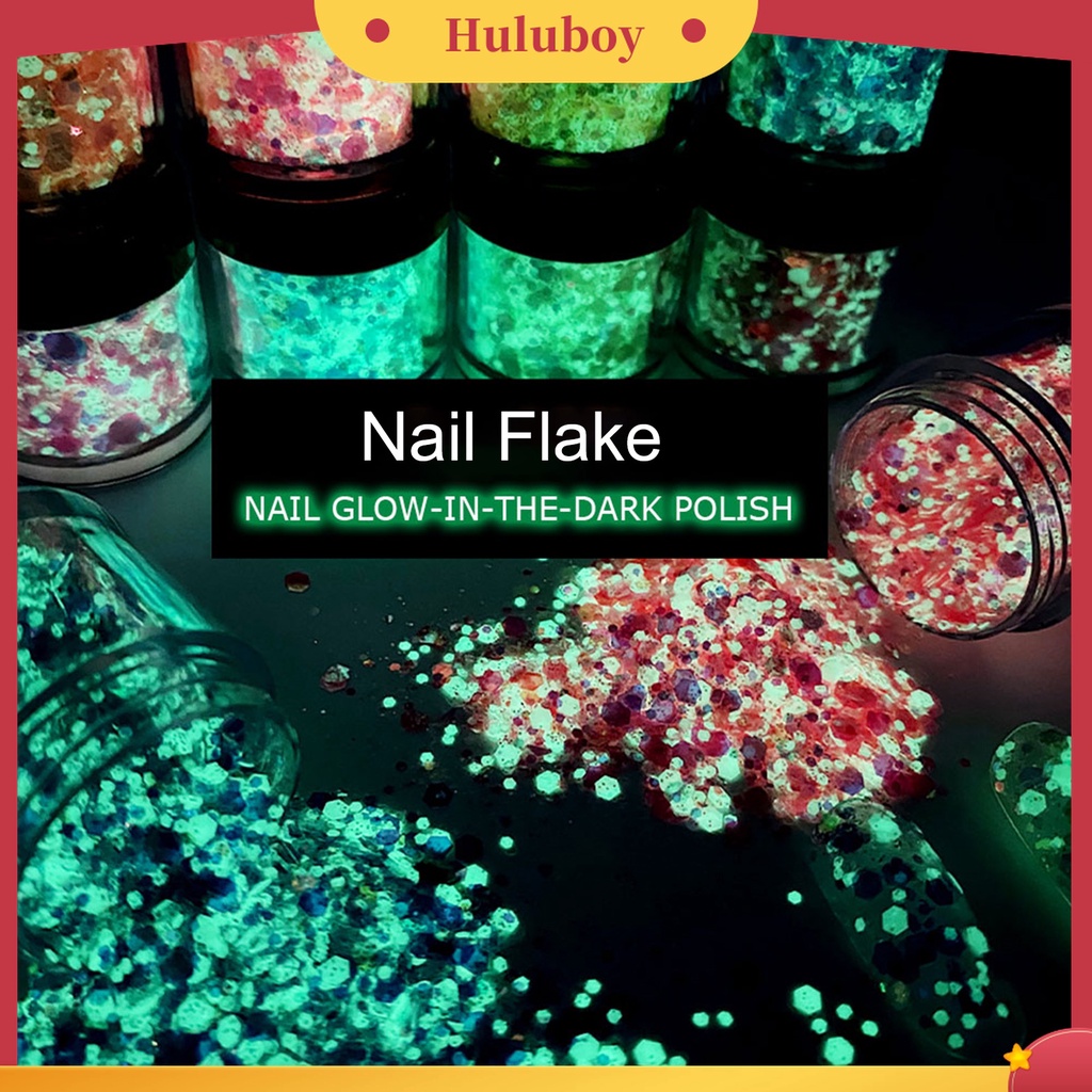 Huluboy Huluboy♡ 1 Botol Serpihan Glitter Glow In The Dark Untuk Dekorasi Nail Art